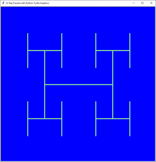 Python Turtle Graphics Fractal H-Tree Level 1