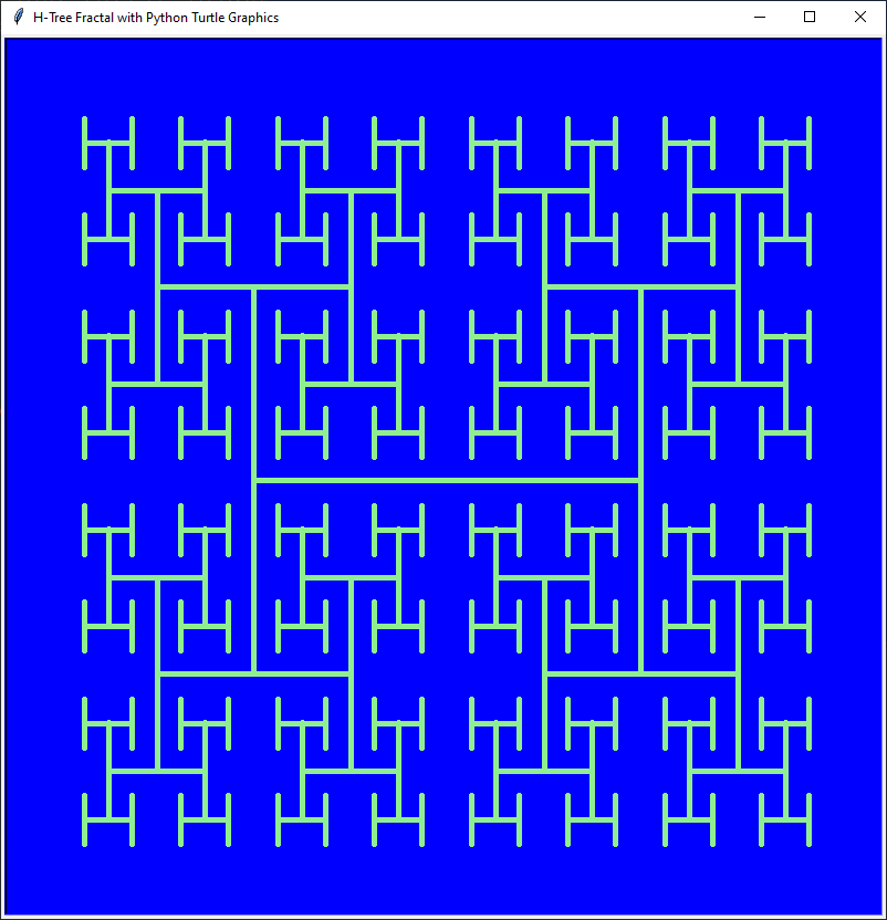 Python Turtle Graphics Fractal H-Tree Level 3