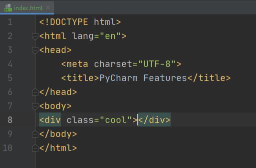 Python PyCharm Emmet after