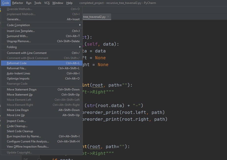 pycharm auto format