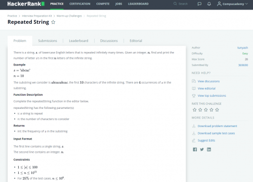 HackerRank for Python Programmers Repeated String Description