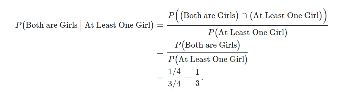 Conditional probability two girls