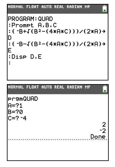 Ti-84 quadratic formula