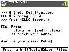 TI-84 CE-T Python Edition Calculator Hello World