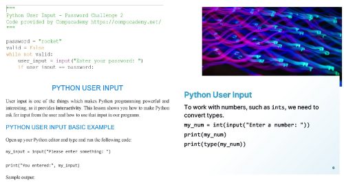 Python user input teaching pack